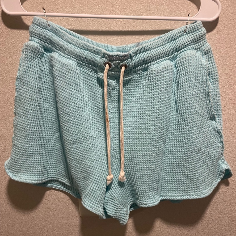 Aerie Aqua Waffle Knit Athletic Shorts